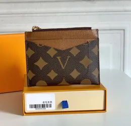 Fashion designer card holder luxury wallet ladies PORTE-CARTE ZIPPE purse Highs quality flower letter coin purses men women wallets plaid with Original box dust bag