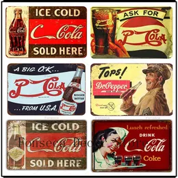 Coke Time Kunstmalerei Vintage Metallplatte Blechschilder Wandplakat Aufkleber Platte Malerei Bar Club Pub Home Decor Wand personalisiertes Metallplakat Größe 30X20CM w02