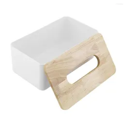 Tallrikar PP Oak Wood Tissue Box Home Office Car Container Organiser Dekoration för avtagbar enkel rektangelform