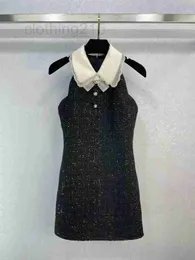 SkirtsskortsデザイナーMilan Runway Dresses 2023 New Spring Summer Lapel Neckeveless Women's Sundress Brand Sam