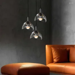 Pendant Lamps Nordic K9 Crystal For Bedside Chandelier Postmodern Dining Room Bar Bedroom Background Wall Luxury Copper Black Light