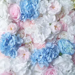 Dekorativa blommor Spr Baby Pink Blue Lovely 3D Högkvalitativ konstgjord bröllopstillfälle Blomvägg Bakgrundsarrangemang Dekorationer