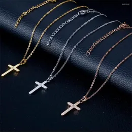 Łańcuchy stal nierdzewna Chrystus Cross Cross Stone Delikat wisiorek Naszyjnik Moda Kobiet Biżuteria Prezent
