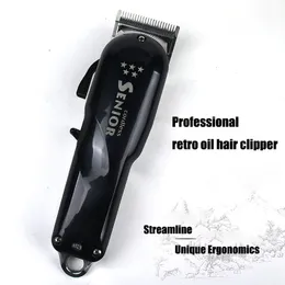 Tagliacapelli Professionale Classic Oil Head Gradient Electric Clipper 8504 Retro Engraving Push White Wireless Barber Salon 230217