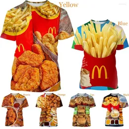 Мужские рубашки Summer Fashion Burger Fries Chicken Nuggets 3D-печать футболка Unisex Casual McDonald's