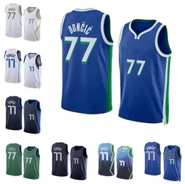 Luka Doncic Basketball Jerseys 2022-23 temporada azul branco preto Homens Mulheres Juventude S-XXL camisa da cidade 77