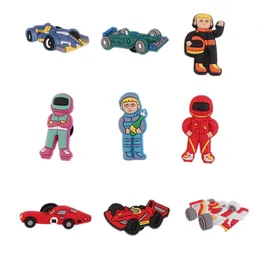 30pcs Kawaii Shoe Charms Racing Trophy Racer Timer Timer Medalha Pódio Motocicleta Carro