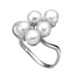 Anelli a grappolo Sinya Gioielli regalo di compleanno Anello in argento sterling 925 per donna Ragazza con 5 pezzi di perle naturali autentiche Fede nuziale