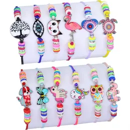 Multi Fashion Kids Lucky Jewelry Armband Lyckliga barn sj￶jungfru Flamingo Butterfly Necklace Girl Student Gift