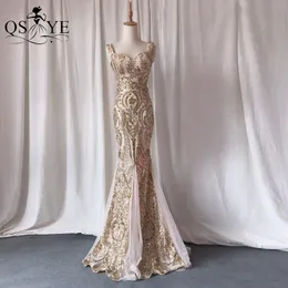 Parti Elbiseleri Qsyye Gold Gece Elbiseler Denizkızı Uzun Balo Elbise Glitter Sequin Elbise Sevgilim Altın Resmi Elbise Sparkle Kadın Elbise 230217