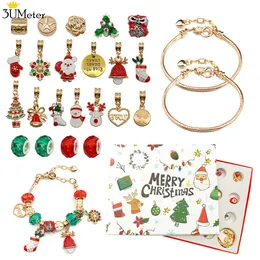 Braccialetti con ciondoli Calendario dell'Avvento di Natale Set di creazione di gioielli fai-da-te a tema Confezione regalo per donna 230216