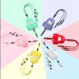 New Style 3in1 2in1 Fast USB Cable لـ Huawei/Honor المحمولة القابلة للسحب 3 في 1 Micro USB Type C Charger Cable for iPhone Samsung
