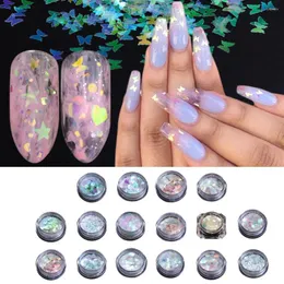 Nail Glitter 1 Box Hexagons Nails Sequins holografiska dekorationer 3D Flakes Gel Charms Manicure for Design
