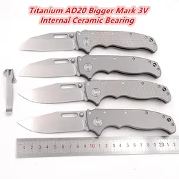 Andrew Demko 2022 AD20.5 Shark Knife Ceramic Bearing Titanium Handle D2 Cold Steel Tactical Camping Tactical Camping Hunting Pocket Knives EDCツールユーティリティナイフ