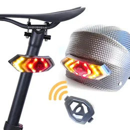 자전거 조명 미등 회전 신호 경고 LED 조명 후면 USB 충전식 헬멧 원격 중력 제어 자전거 꼬리 230217