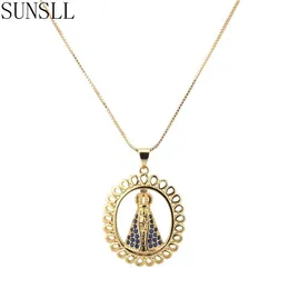 Pendant Necklaces SUNSLL Arrival Gold Copper Blue&White Cubic Zirconia Bridal Wedding Fashion Necklace For Women Jewelry Gift Party