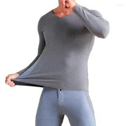 Intimo termico da uomo Mutande lunghe sexy senza cuciture da uomo Set autunno/inverno T-shirt con scollo a V moda Leggings Set Accogliente salotto per il sonno