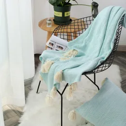 Koce paski dzianin bawełniany szal z bawełny z frędzlą sofą rzut klimatyzacją pokrywę klimatyzacji dekoracja drzemki