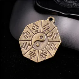 Pendant Necklaces Pure Copper Taiji Gossip Pendants Necklace Yin Yang Bead Chain Jewelry For Woman Men Thai Craft