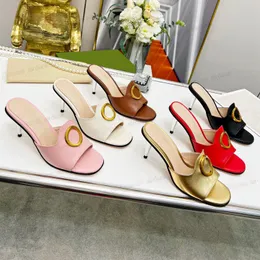Blondie Slide Sandal Women Designer High Heels LEATHER PUMP GULD WEDDULE PASTY LADY SEXY Formell h￶gklackade skor Storlek 35-43