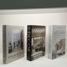 Dekorativa föremål Figurer 3PCSSet Fashion Fake Books Decoration Luxury Decorative Book Designer Living Room Decoration Simulation Books Home Decor 230216