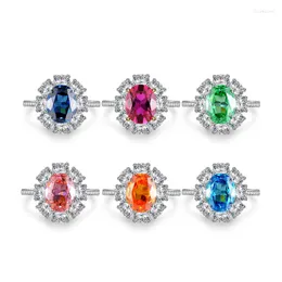 Cluster-Ringe YYSUNNY Multicolor Künstliche Kultivieren High Carbon Diamanten Ring 925 Sterling Silber Blume Für Frauen Schmuck Zubehör