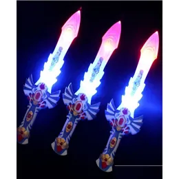 LED -svärd/vapen EMS 50st 50 cm Musikalisk flash Glow Sword Knife Costume Dress Up Props Light Kids Toy Christmas Gift2825564 Drop Deliv DHVLD