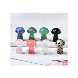 Stone 2.5Cm Mushroom Plant Statue Natural Carving Home Ornament Crystal Polishing Gem Desktop Porch Decorations Craft Vipjewel Drop Dhrjg