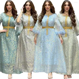 Ubranie etniczne Dubai Diamonds Abaya Feather Kaftan Zimowa jesień muzułmańska sukienka Kobiety luźna suknia wieczorowa Eid Islamska Jalabiya arabska szata