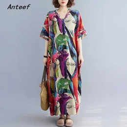 Sukienki swobodne krótkie rękawie Bawełniane bawełniane sukienki w stylu vintage dla kobiet Casual Maxi Long Lato Summer Sukienka Elegancka ubrania 2022 Z0216