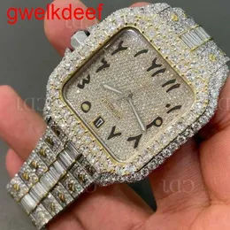 Zegarki na rękę luksusowe niestandardowe Bling Iced Out zegarki białe pozłacane Moiss anite diamentowe zegarki 5A replikacja wysokiej jakości mechaniczne 31YG