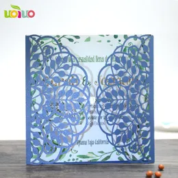 بطاقات المعايدة 50Set Inc166 Hollow Laser Cut Cut Wedding Card Personalized مع شريط مغلف حساسة منحوتة