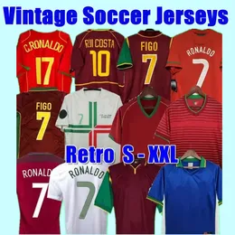 Ronaldo Retro Soccer Jerseys Pepe 1998 1999 2012 2012 2002 2004 Rui Costa Figo Nani Classic Football Shirts Portuguese Vintage Carvalho Paulta Camisetas de Futbol