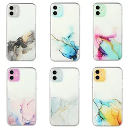 Luxury Soft TPU Marble Phone Cases för iPhone 15 14 Plus 13 Pro Max 12 11 XR XS X 8 7 SE2 6 6S Natural Granite Stone Colorful Transparent Female Girl Lady Mobile Back Cover Cover