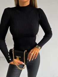 Kadın Sweaters 2023 Sonbahar Kış Kadın Giysileri Kadın Giyim Kadın Tunik Moda Boğan Katı Belek Örtü Knited Sweater Ezti