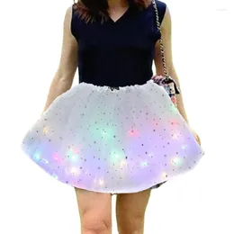 Skirts LED Light Up Tutu Women's Layered Glow Skirt Tulle Carnival Cosplay Halloween Party Luminous Fairy Costume