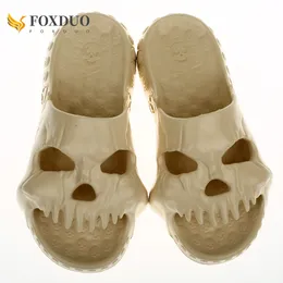 Slippers Summer Personerized Skull Women Мужчины жуткие слайды толстые дно нельзя. Наружный пляж Unisex Chinelo Caveira 230216