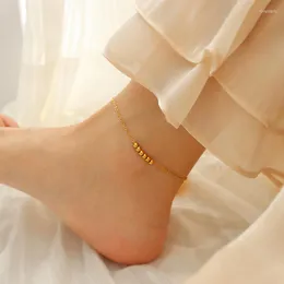 Anklets Gold Color Beach Seedbeads Chain Anklet For Women Summer Leg Foot Armband Rostfritt stål smycken 2023 Trend Korean Girls Gift