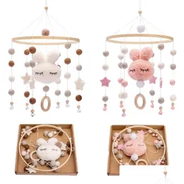 Mobiles # Baby Sonagli Culla Mobiles Giocattolo Cotone Coniglio Ciondolo Letto Campana Musica rotante Per culle Proiezione Giocattoli di legno per bambini 220312 D Dhqeu