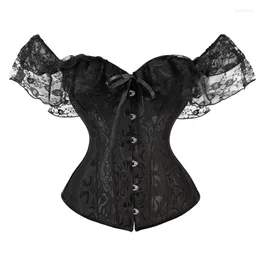 Mulheres do corpo feminino Mulheres espartilhos emagrecem a barriga Shapewear Woman vestido de manga curta Lace Up Corset Tops