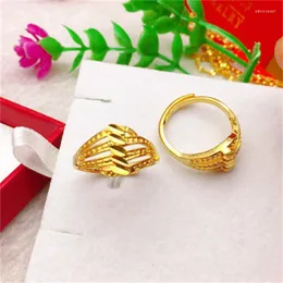 Обручальные кольца Высококачественное светловое золото Вьетнам Шаджин Открытие Кольца Регулируемое размер
