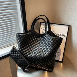 Classics icare maxi 58cm and 48cm shopping bag Large designer bags quilted tote bags Attaches Women handbag Fashion black lambskin totes Shoulders Purse 2Pcs set