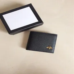 2021 Качество All Black Bee Ginuinel Leather Women Women Swallet с коробкой роскоши дизайнеры кошельки мужской кошелек кошелек кредитная карта Hol274f