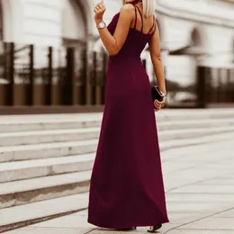 Casual Dresses Soft Fabric Gorgeous High Split Full Length Prom Dress Wear-resistant Hidden Zipper Female Clothes