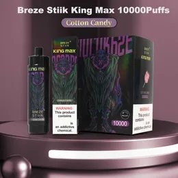 Original Breze Stiik King Max 10000 puffs 20 ml baljor med uppladdningsbar 850mAh Rechargable Battery10k engångsvapspenna POD ECIGS