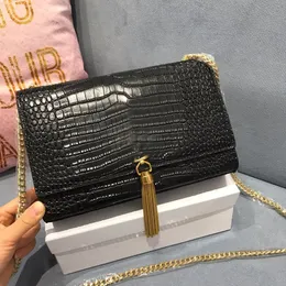 Designer Luxuryfringed Chain Bag Classic Crocodile-Print Leather Clutch Flap Envelope Messenger Bag Women's Luxury Designer Bolsa