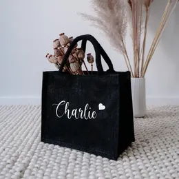 Shopping Bags Personalized Bridesmaids Beach Jute Tote Bag Custom Bridal Shower Party Wedding Gifts Burlap EcoFriendly 230216