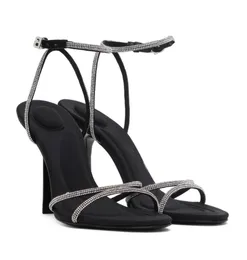 Ünlü Yaz Marka Dahlia Sandalet Ayakkabı Kadın Kristal Cam Strappy Kuzu Derisi Astar ile Yüksek Topuklu Parti Düğün Kutusu Ile Mükemmel Yürüyüş, EU35-40