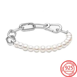 Charm Bracelets Original 925 Silver ME Series Treated Freshwater Cultured Pearl Bracelet Womens Exquisite Wedding Jewelry Set Accessories 230216