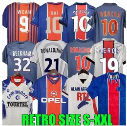 01 02 03 91 93 94 95 96 PSGS Retro Futebol Soccer Jerseys Okocha Leroy 98 99 00 01 90 92 06 07 12 13 Classic Rai Anelka Ibrahimovic Ronaldinho Home Away Fotball Shirt